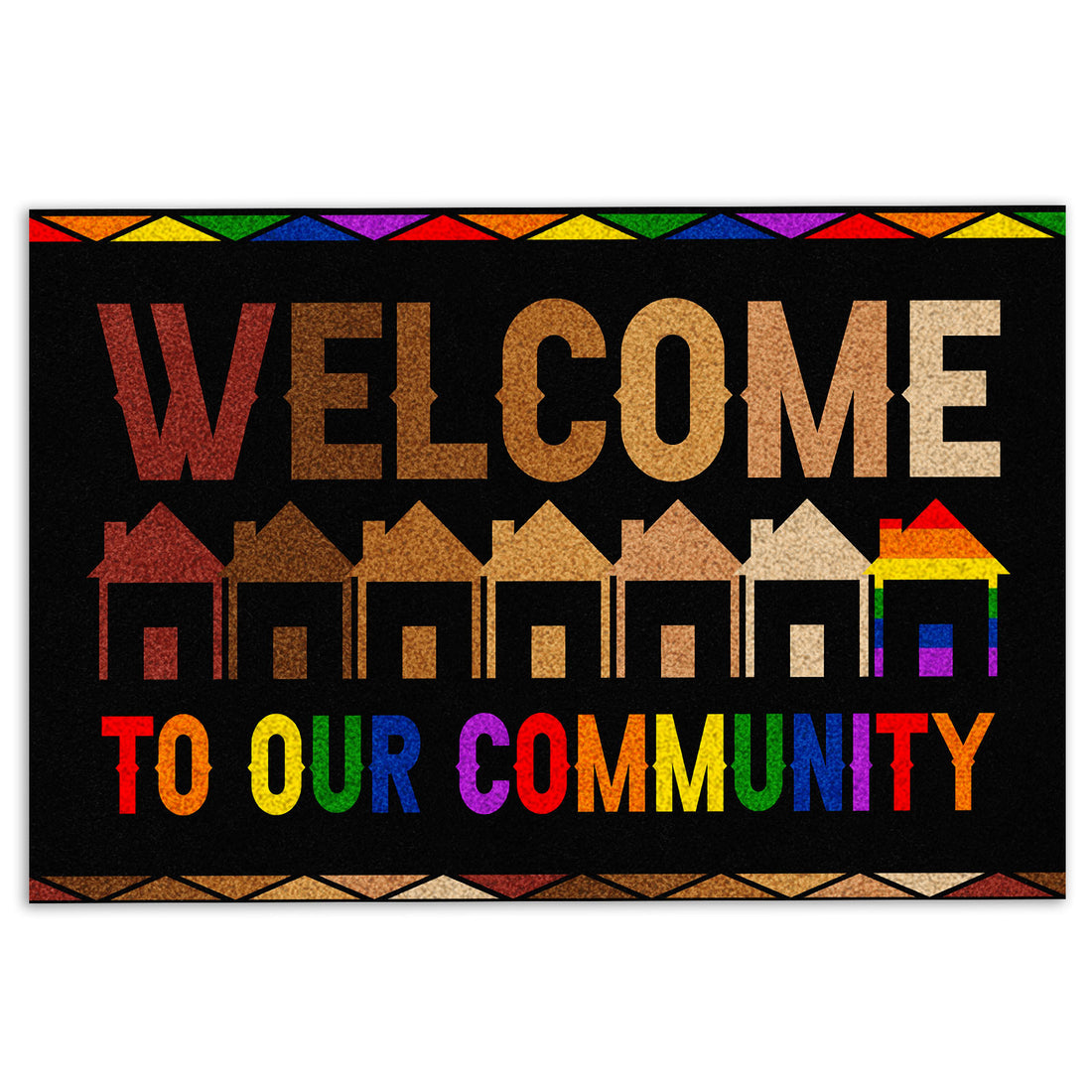 Ohaprints-Doormat-Outdoor-Indoor-Lgbt-Support-Lgbtq-Pride-Month-Welcome-To-Our-Community-Rainbow-Rubber-Door-Mat-337-18'' x 30''