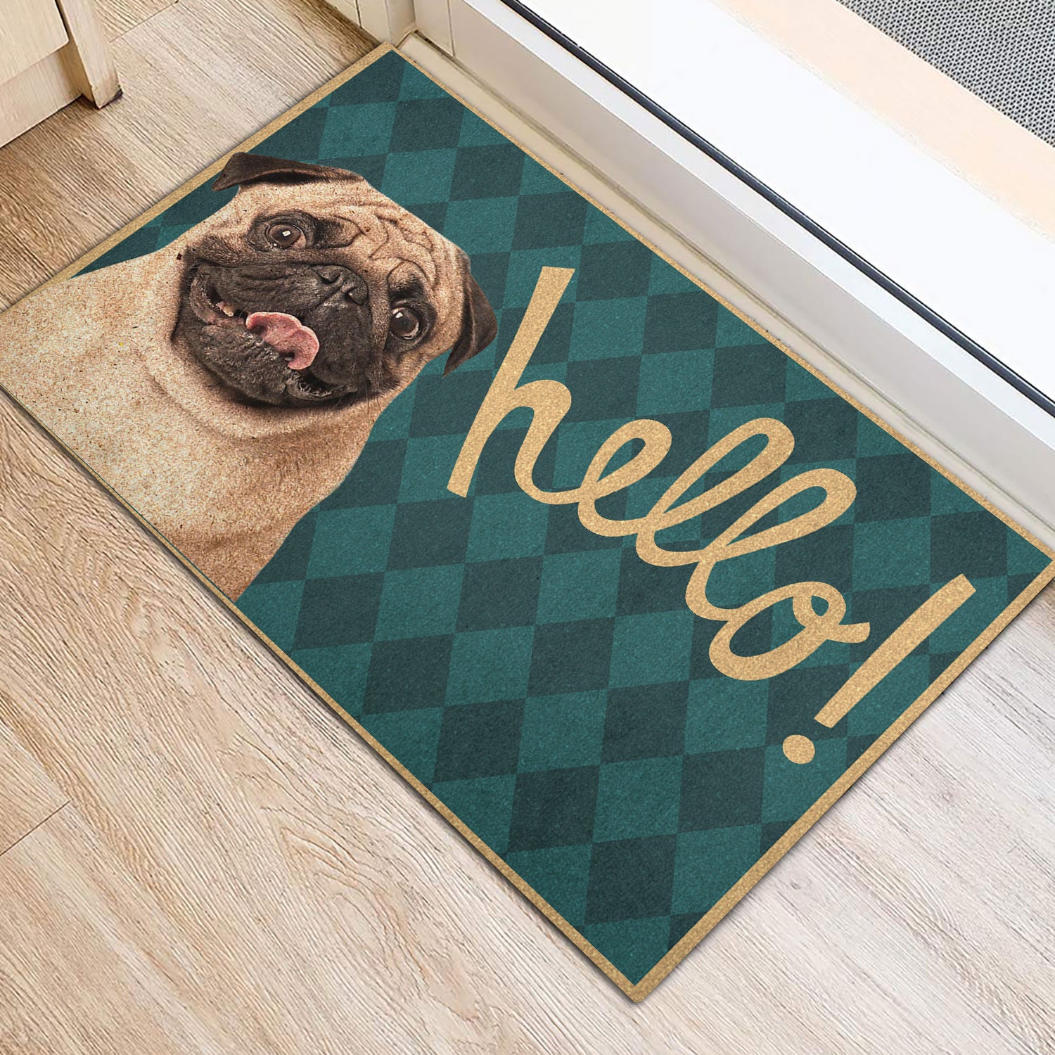 Ohaprints-Doormat-Outdoor-Indoor-Funny-Pug-Hello-Unique-Gift-For-Dog-Lover-Viridian-Green-Rubber-Door-Mat-278-