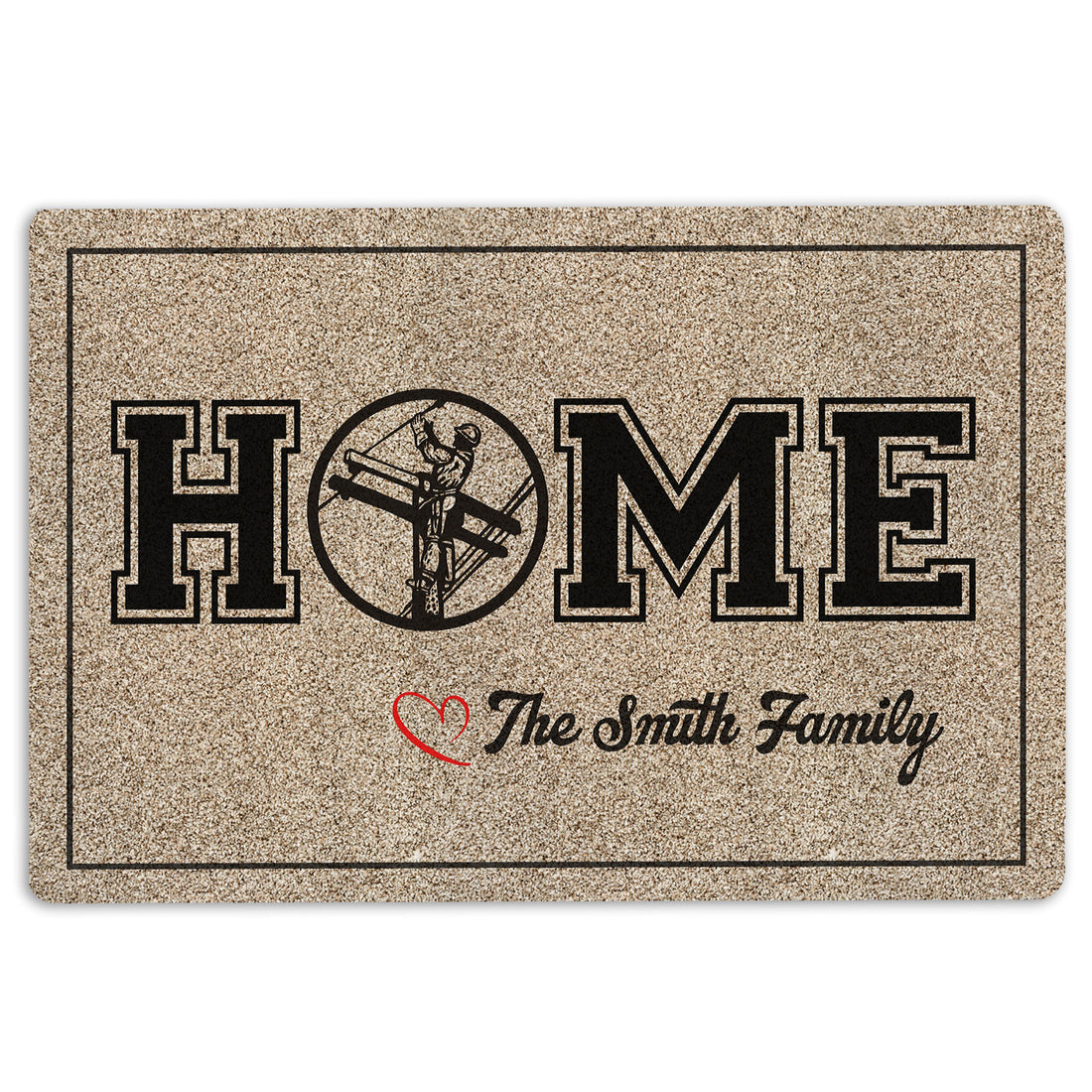 Ohaprints-Doormat-Outdoor-Indoor-Electrician-Lineman-Home-Light-Brown-Custom-Personalized-Name-Rubber-Door-Mat-1220-18'' x 30''