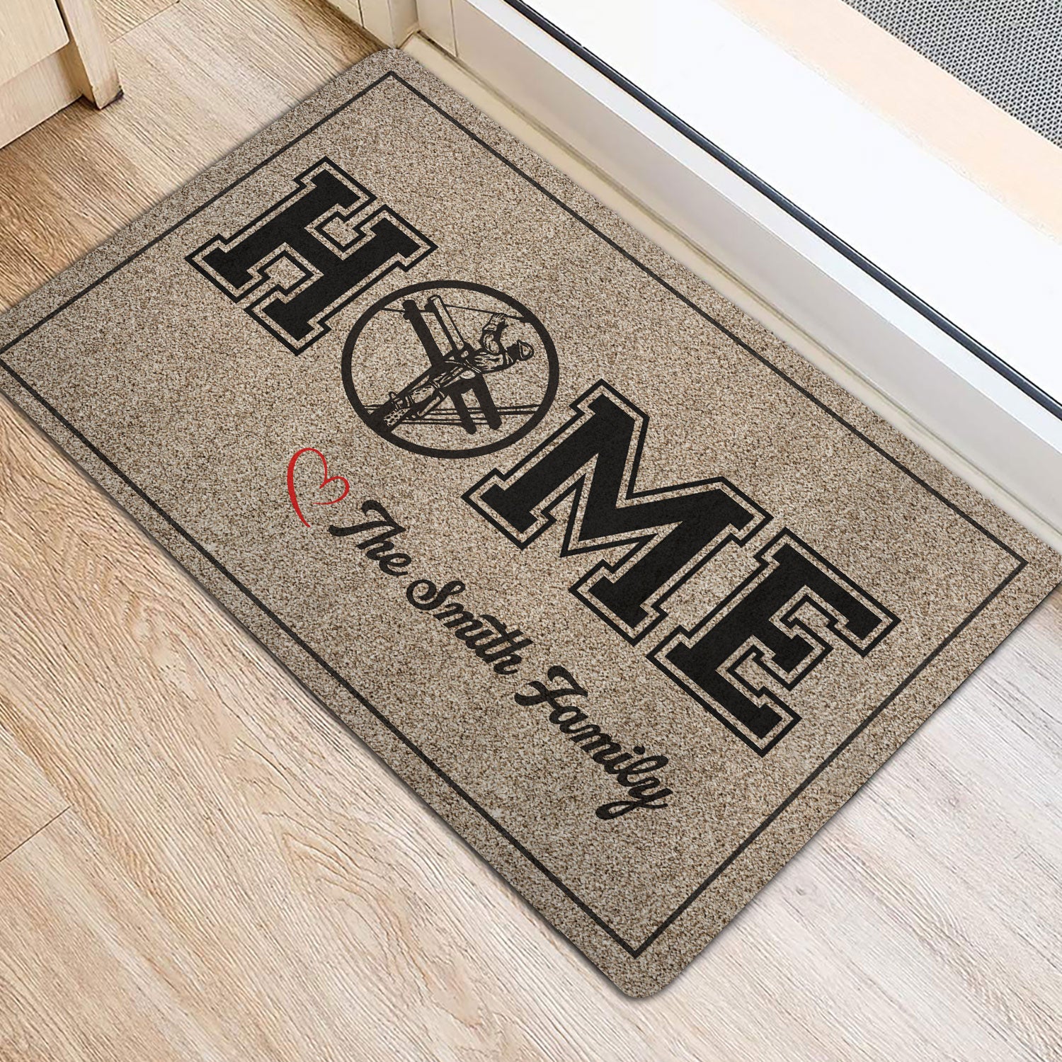 Ohaprints-Doormat-Outdoor-Indoor-Electrician-Lineman-Home-Light-Brown-Custom-Personalized-Name-Rubber-Door-Mat-1220-