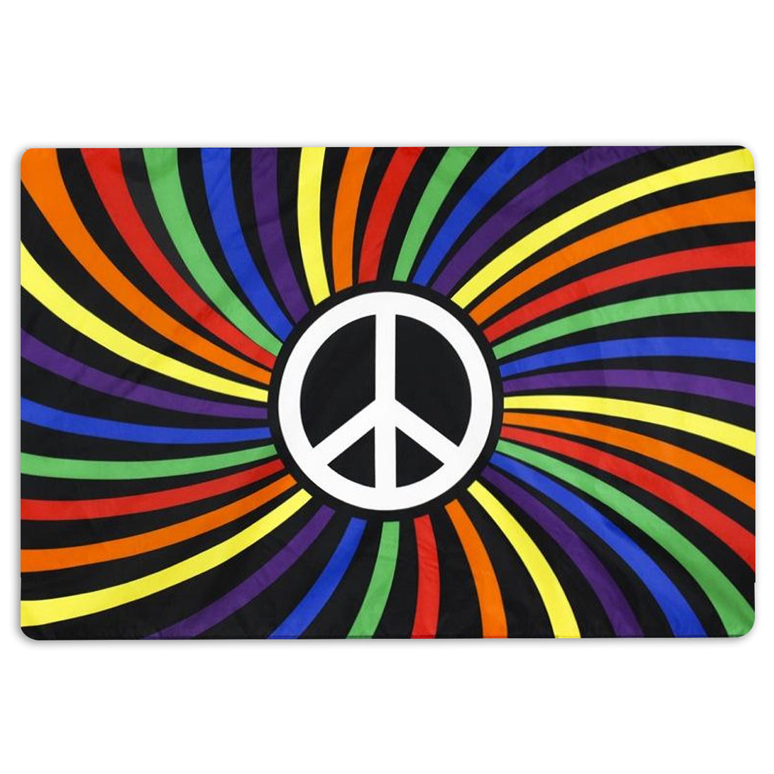 Ohaprints-Doormat-Outdoor-Indoor-Hippie-Peace-Sign-Rainbow-Colorful-Lgbt-Lgbtq-Pride-Love-Is-Love-Rubber-Door-Mat-1235-18'' x 30''