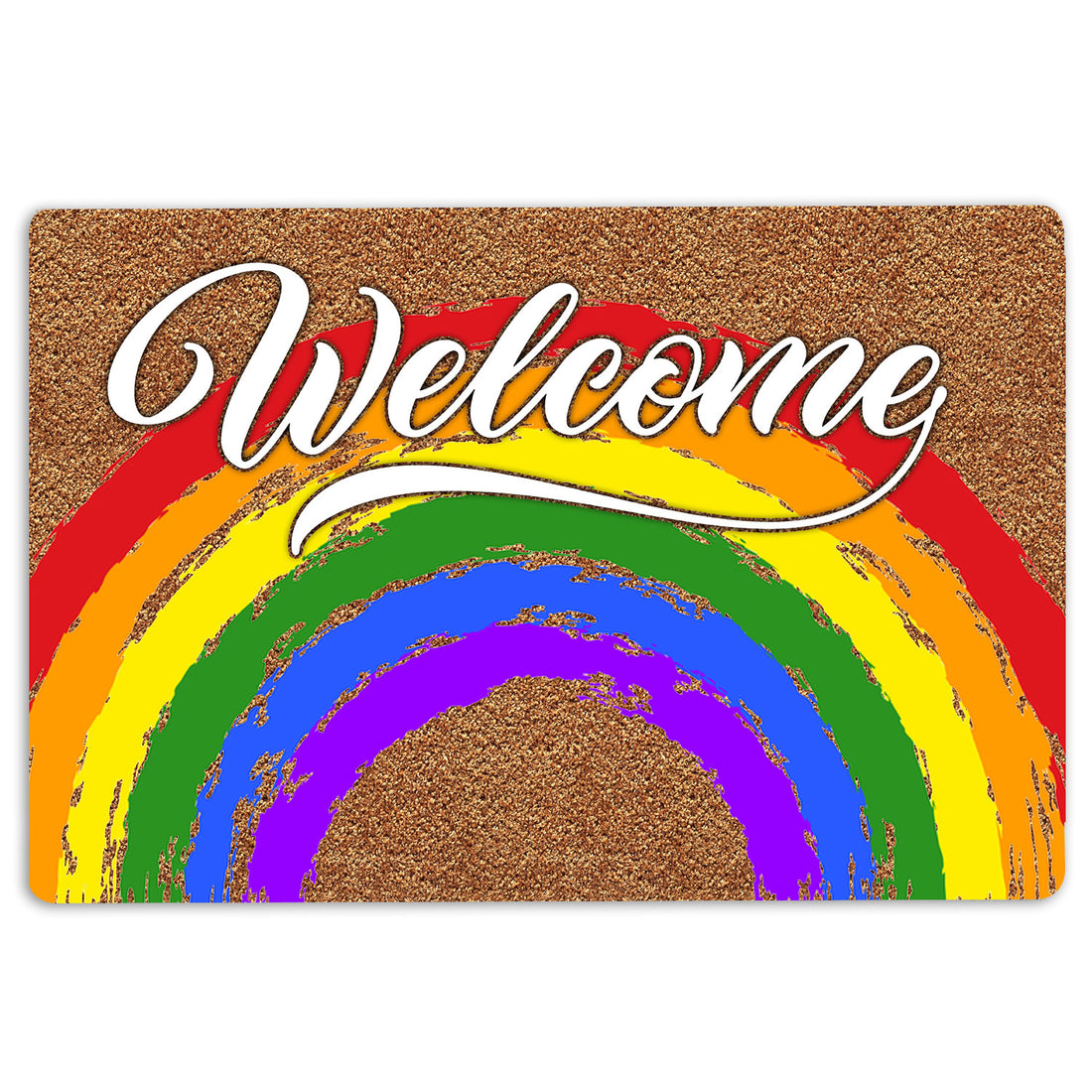 Ohaprints-Doormat-Outdoor-Indoor-Rainbow-Flag-Welcome-Colorful-Lgbt-Lgbtq-Pride-Love-Is-Love-Rubber-Door-Mat-1237-18'' x 30''