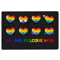 Ohaprints-Doormat-Outdoor-Indoor-Lgbt-Lgbtq-Rainbow-Heart-All-Are-Welcome-Here-Pride-Love-Is-Love-Rubber-Door-Mat-1239-18'' x 30''