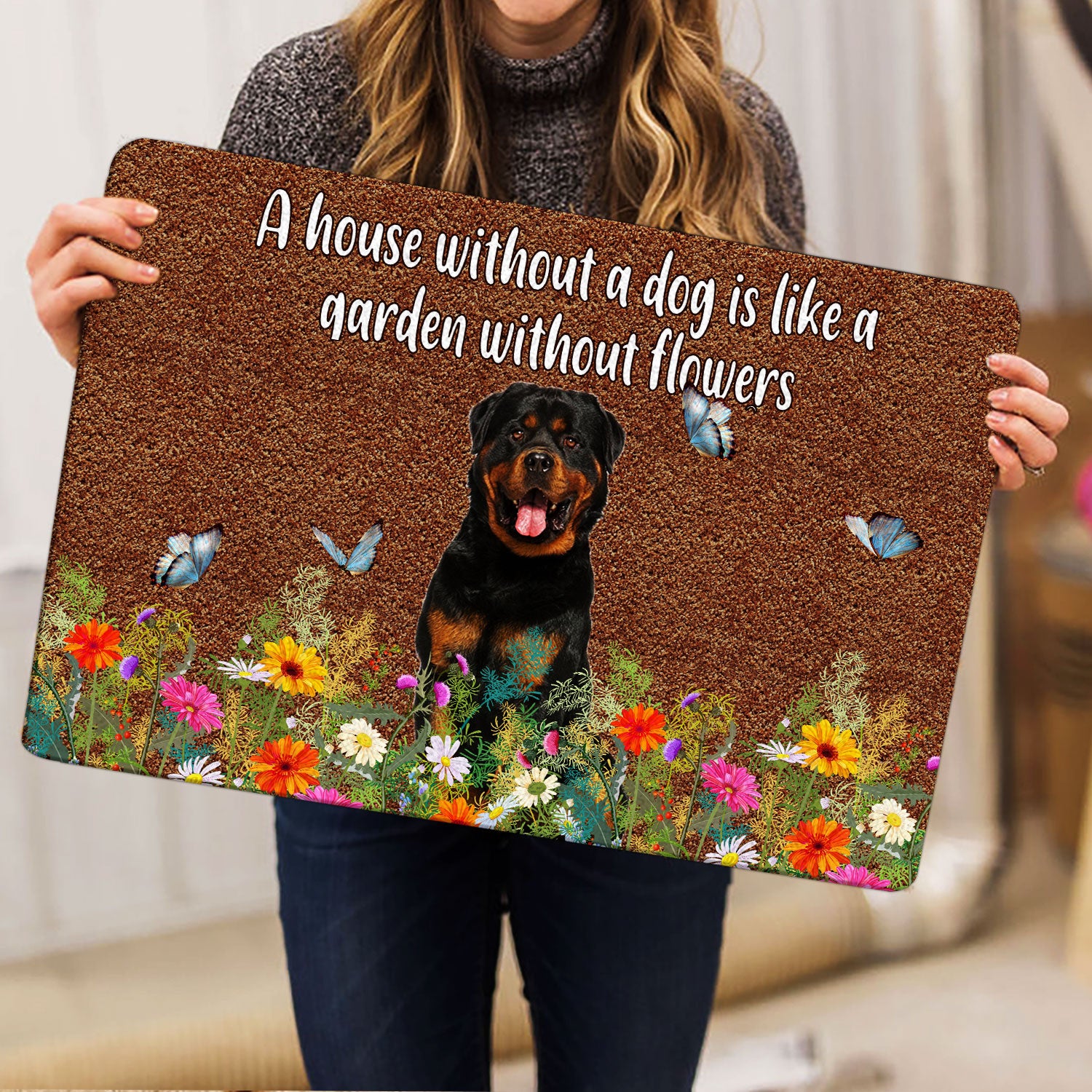 Ohaprints-Doormat-Outdoor-Indoor-Rottweiler-A-House-Without-A-Dog-Is-Like-Garden-Without-Flowers-Rubber-Door-Mat-1243-