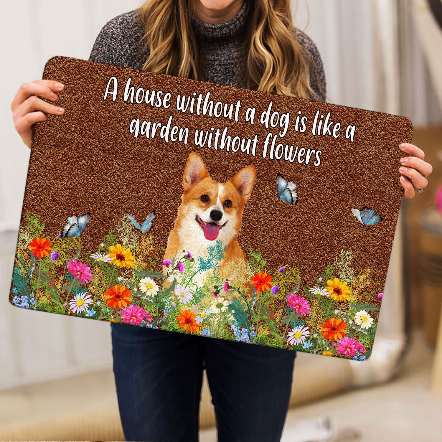 Ohaprints-Doormat-Outdoor-Indoor-Corgi-A-House-Without-A-Dog-Is-Like-A-Garden-Without-Flowers-Rubber-Door-Mat-1247-