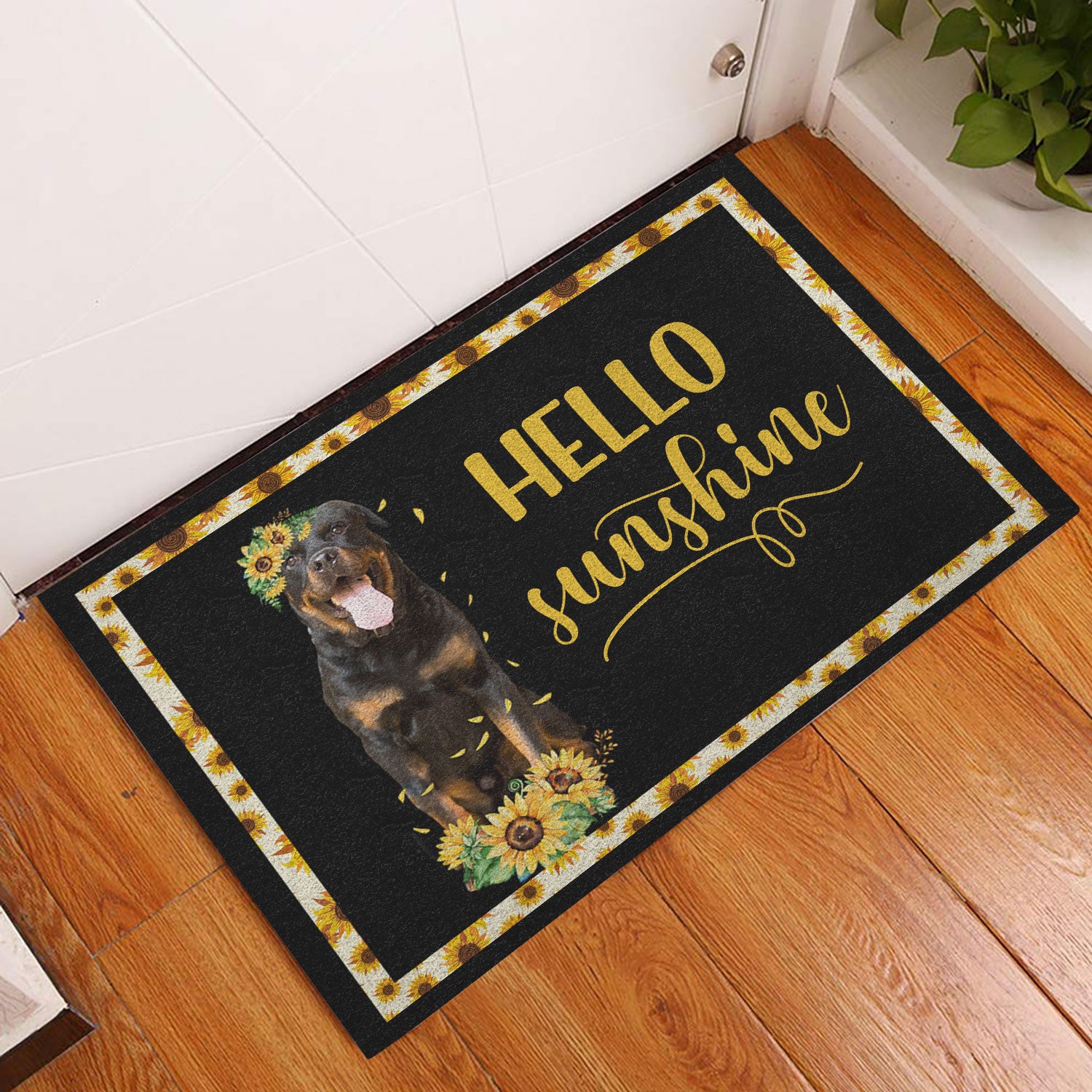 Ohaprints-Doormat-Outdoor-Indoor-Rottweiler-Hello-Sunflower-Floral-For-Dog-Lover-Black-Rubber-Door-Mat-562-