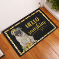 Ohaprints-Doormat-Outdoor-Indoor-Pug-Hello-Sunflower-Floral-For-Dog-Puppy-Lover-Black-Rubber-Door-Mat-565-