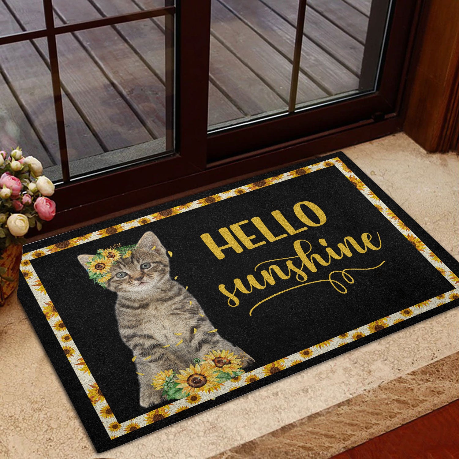Ohaprints-Doormat-Outdoor-Indoor-Tabby-Cat-Hello-Sunflower-For-Cat-Kitten-Lover-Black-Rubber-Door-Mat-567-