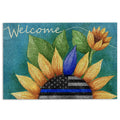 Ohaprints-Doormat-Outdoor-Indoor-Police-Sunflower-Thin-Blue-Line-Back-The-Blue-Welcome-Rubber-Door-Mat-569-18'' x 30''