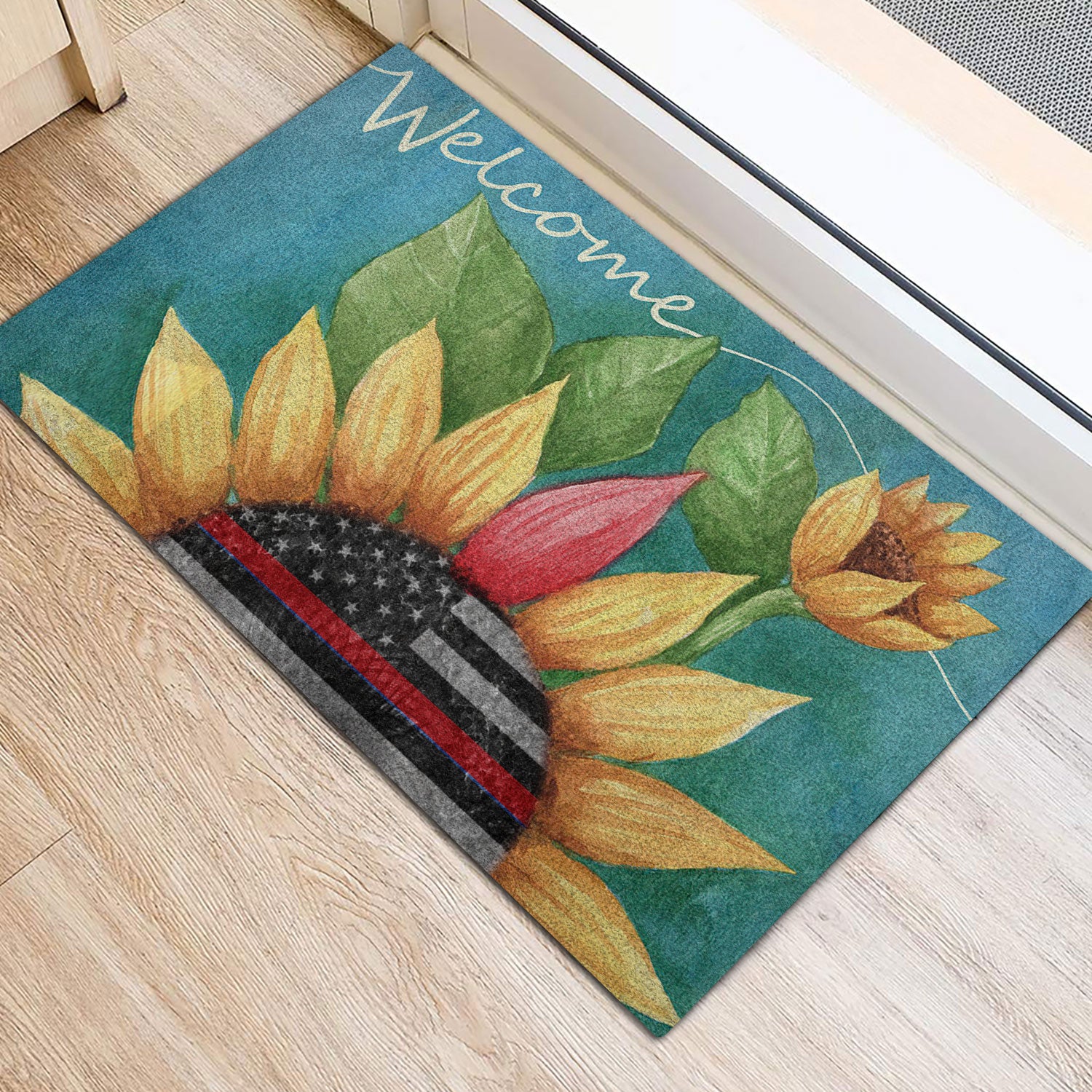 Ohaprints-Doormat-Outdoor-Indoor-Firefighter-Sunflower-Thin-Red-Line-Back-The-Red-Welcome-Rubber-Door-Mat-570-