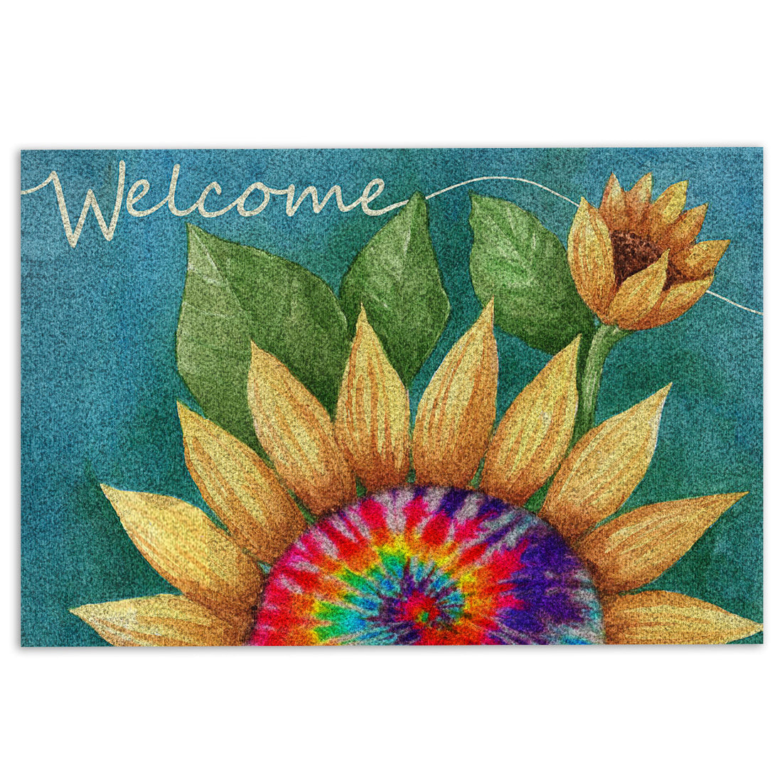 Ohaprints-Doormat-Outdoor-Indoor-Hippie-Sunflower-Colorful-Tie-Dye-Welcome-Rubber-Door-Mat-472-18'' x 30''