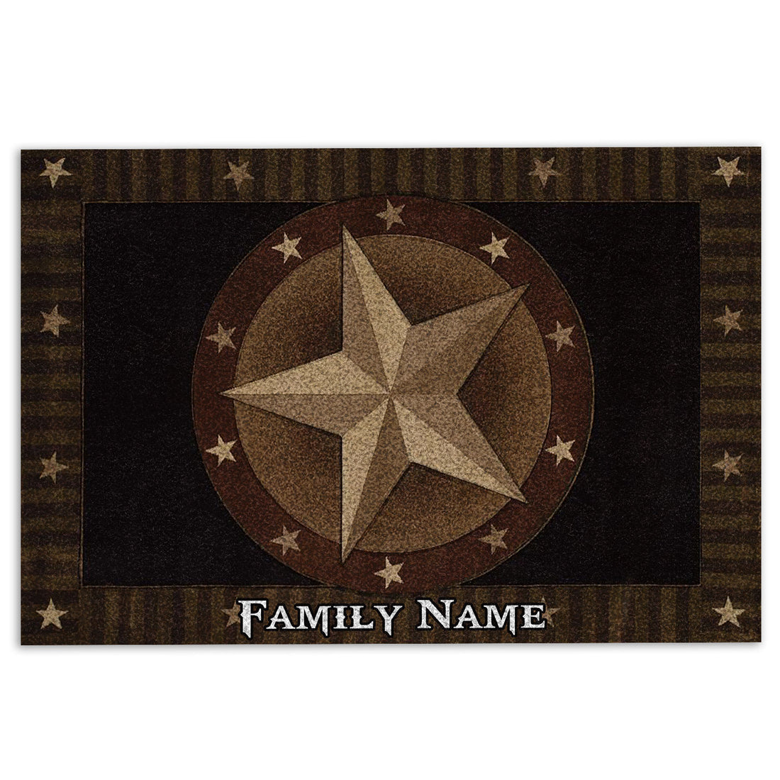 Ohaprints-Doormat-Outdoor-Indoor-Vintage-Texas-Star-Black--Brown-Custom-Personalized-Name-Rubber-Door-Mat-578-18'' x 30''