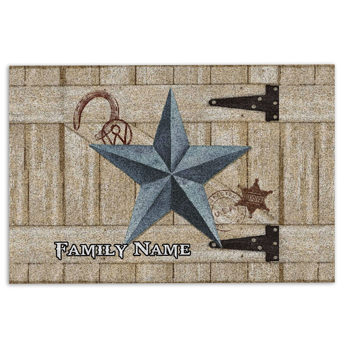 Ohaprints-Doormat-Outdoor-Indoor-Vintage-Texas-Star-Light-Brown-Custom-Personalized-Name-Rubber-Door-Mat-580-18'' x 30''