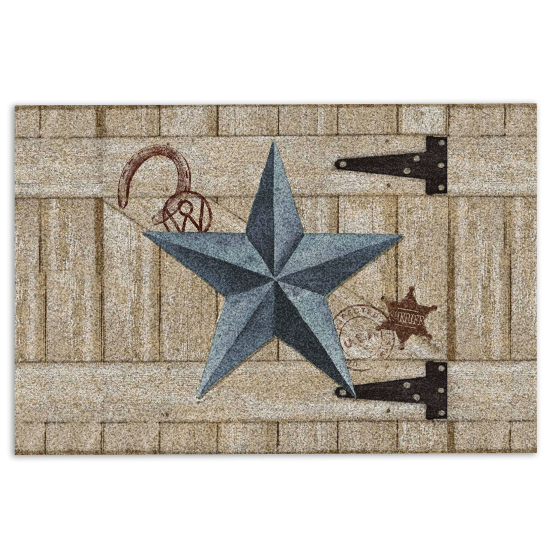 Ohaprints-Doormat-Outdoor-Indoor-Vintage-Texas-Blue-Star-Cowboy-Light-Brown-Rubber-Door-Mat-581-18'' x 30''