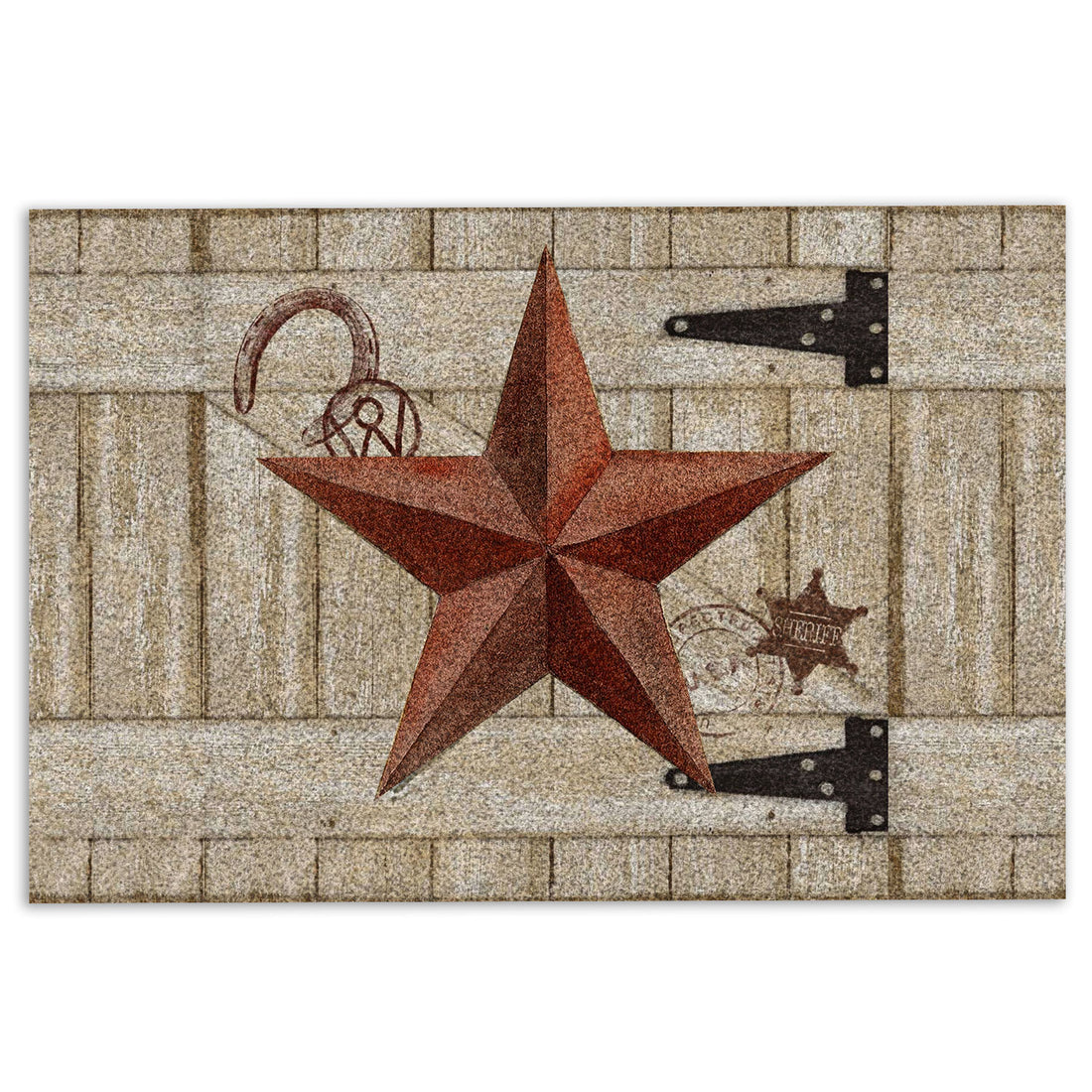 Ohaprints-Doormat-Outdoor-Indoor-Vintage-Texas-Red-Star-Cowboy-Light-Brown-Rubber-Door-Mat-583-18'' x 30''