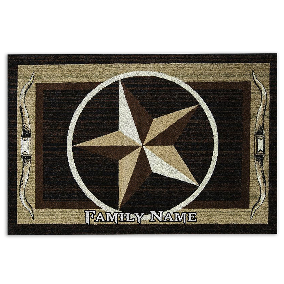 Ohaprints-Doormat-Outdoor-Indoor-Vintage-Texas-Star-Black--Beige-Custom-Personalized-Name-Rubber-Door-Mat-584-18'' x 30''