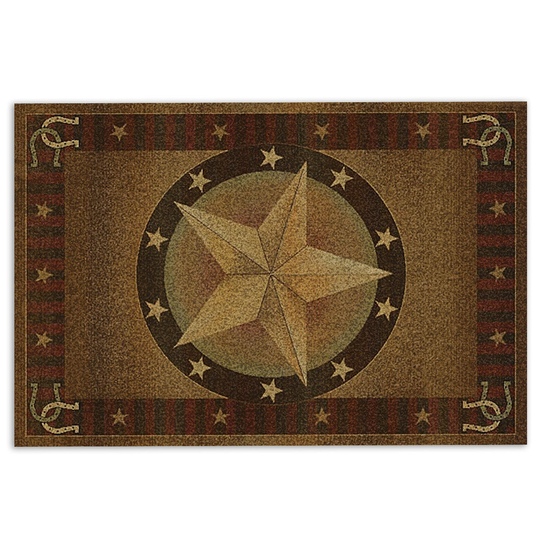 Ohaprints-Doormat-Outdoor-Indoor-Vintage-Texas-Cowboy-Star-Horseshoe-Brown-Rubber-Door-Mat-587-18'' x 30''