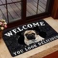 Ohaprints-Doormat-Outdoor-Indoor-Funny-Pug-Dog-Welcome-You-Look-Delicious-Gift-For-Dog-Lover-Rubber-Door-Mat-169-