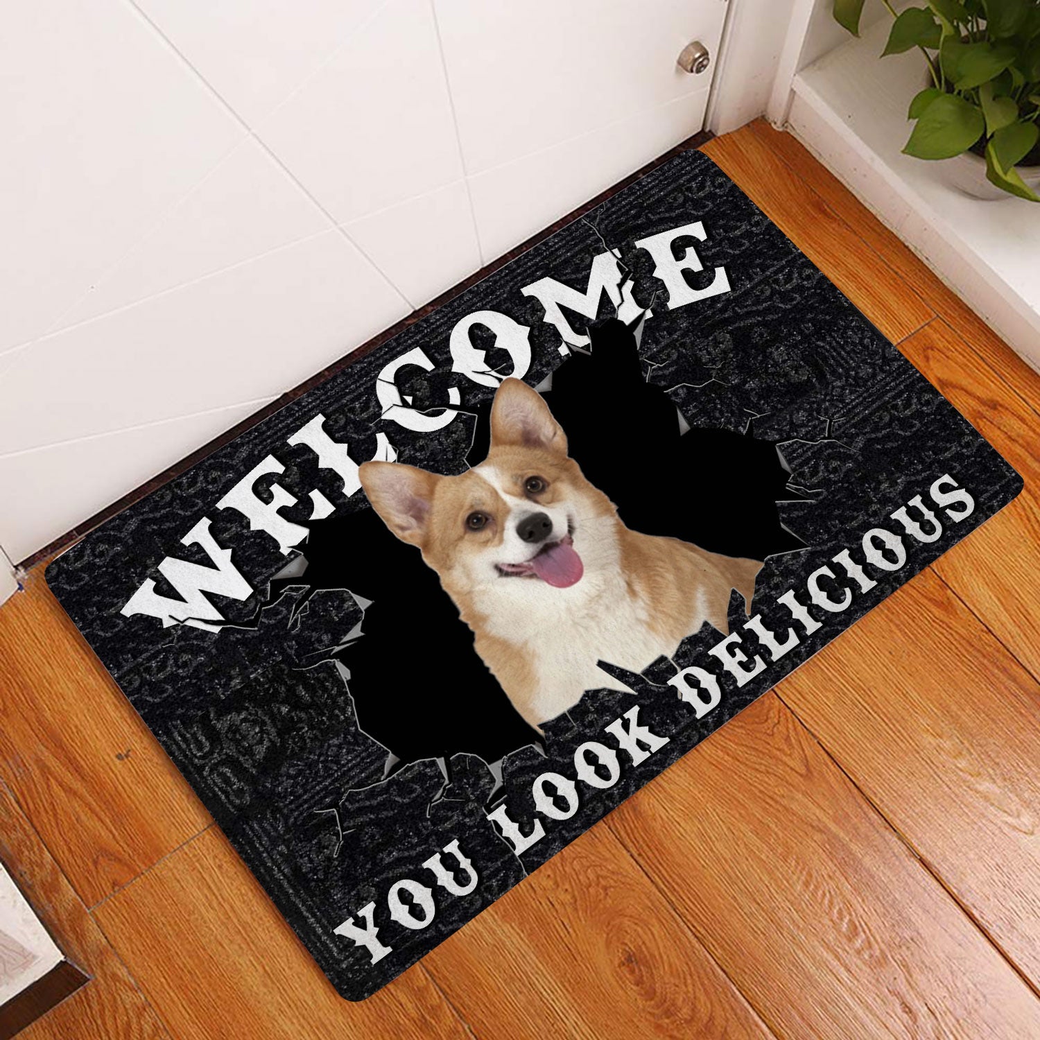 Ohaprints-Doormat-Outdoor-Indoor-Funny-Corgi-Dog-Welcome-You-Look-Delicious-Gift-For-Dog-Lover-Rubber-Door-Mat-171-