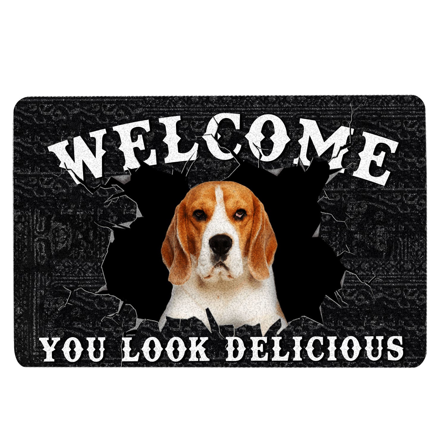 Ohaprints-Doormat-Outdoor-Indoor-Funny-Beagle-Welcome-You-Look-Delicious-Gift-For-Dog-Lover-Rubber-Door-Mat-173-18'' x 30''