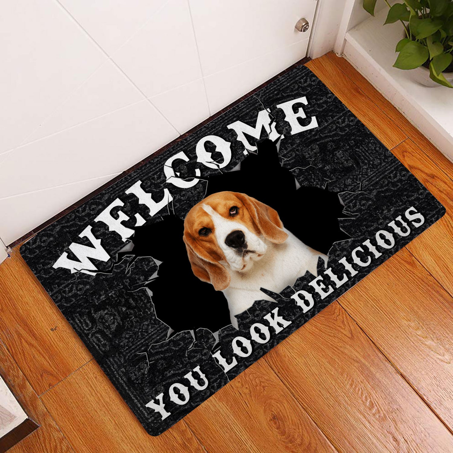 Ohaprints-Doormat-Outdoor-Indoor-Funny-Beagle-Welcome-You-Look-Delicious-Gift-For-Dog-Lover-Rubber-Door-Mat-173-