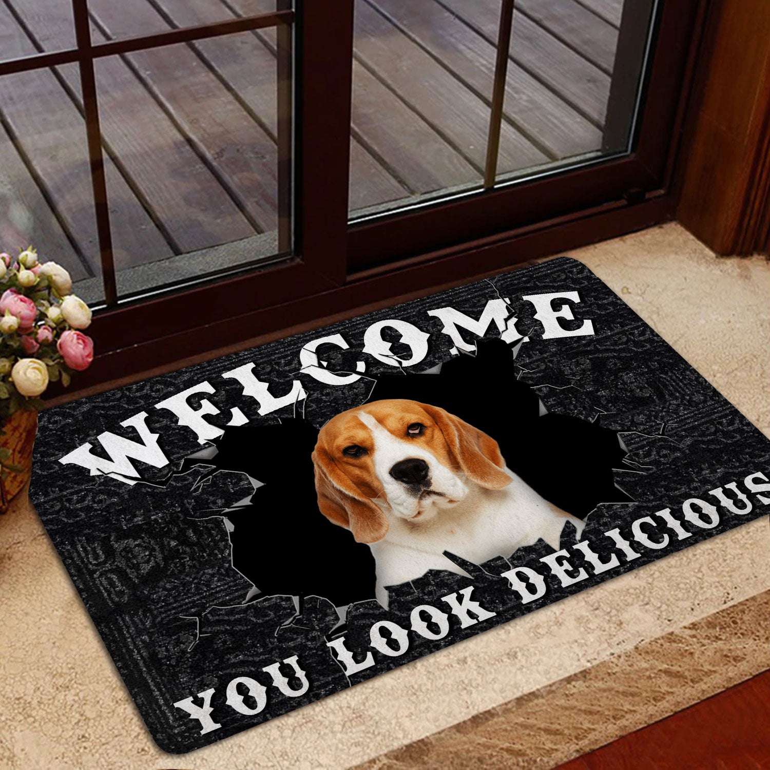 Ohaprints-Doormat-Outdoor-Indoor-Funny-Beagle-Welcome-You-Look-Delicious-Gift-For-Dog-Lover-Rubber-Door-Mat-173-