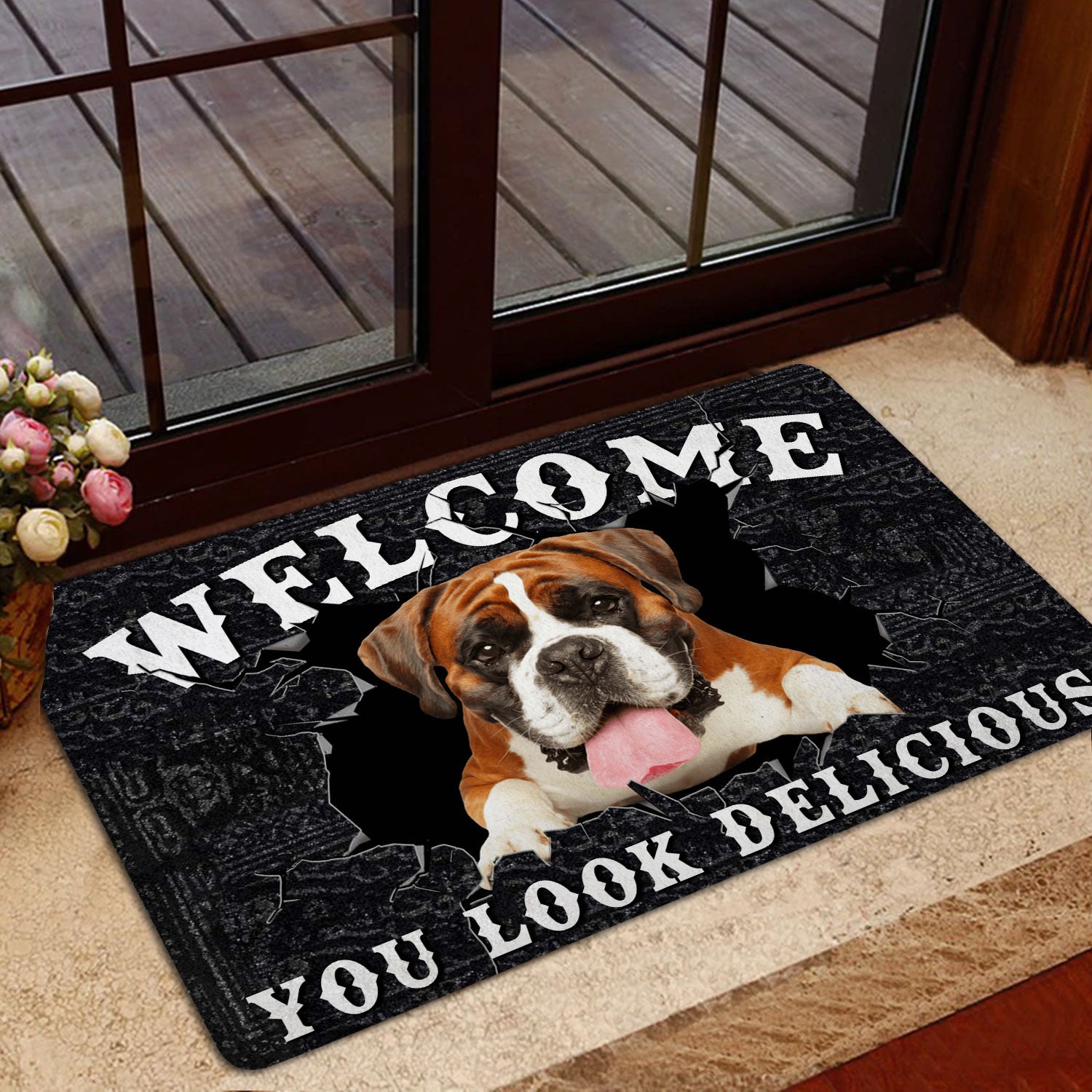 Ohaprints-Doormat-Outdoor-Indoor-Funny-English-Bulldog-Welcome-You-Look-Delicious-Dog-Lover-Gift-Rubber-Door-Mat-174-