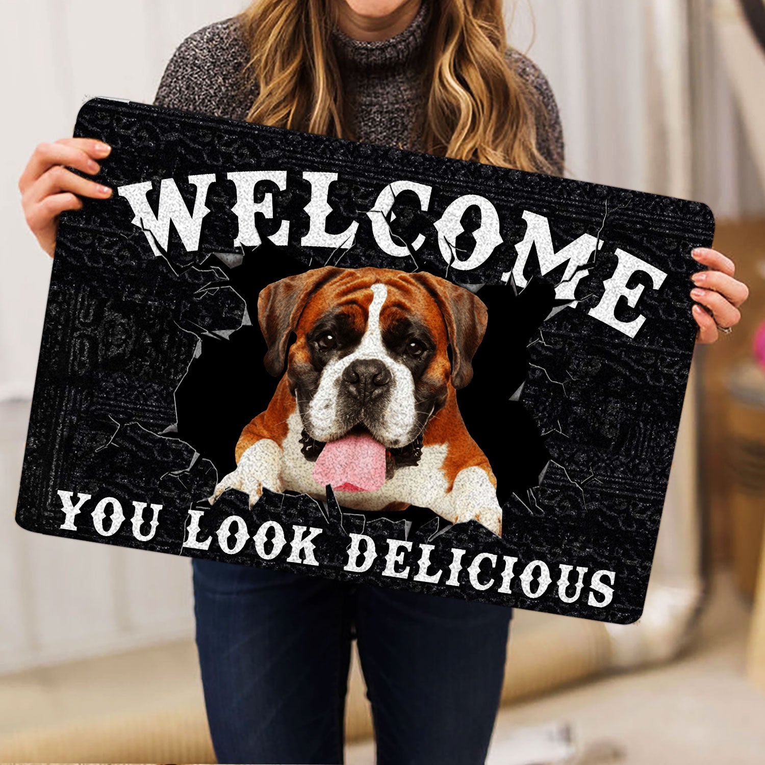 Ohaprints-Doormat-Outdoor-Indoor-Funny-English-Bulldog-Welcome-You-Look-Delicious-Dog-Lover-Gift-Rubber-Door-Mat-174-