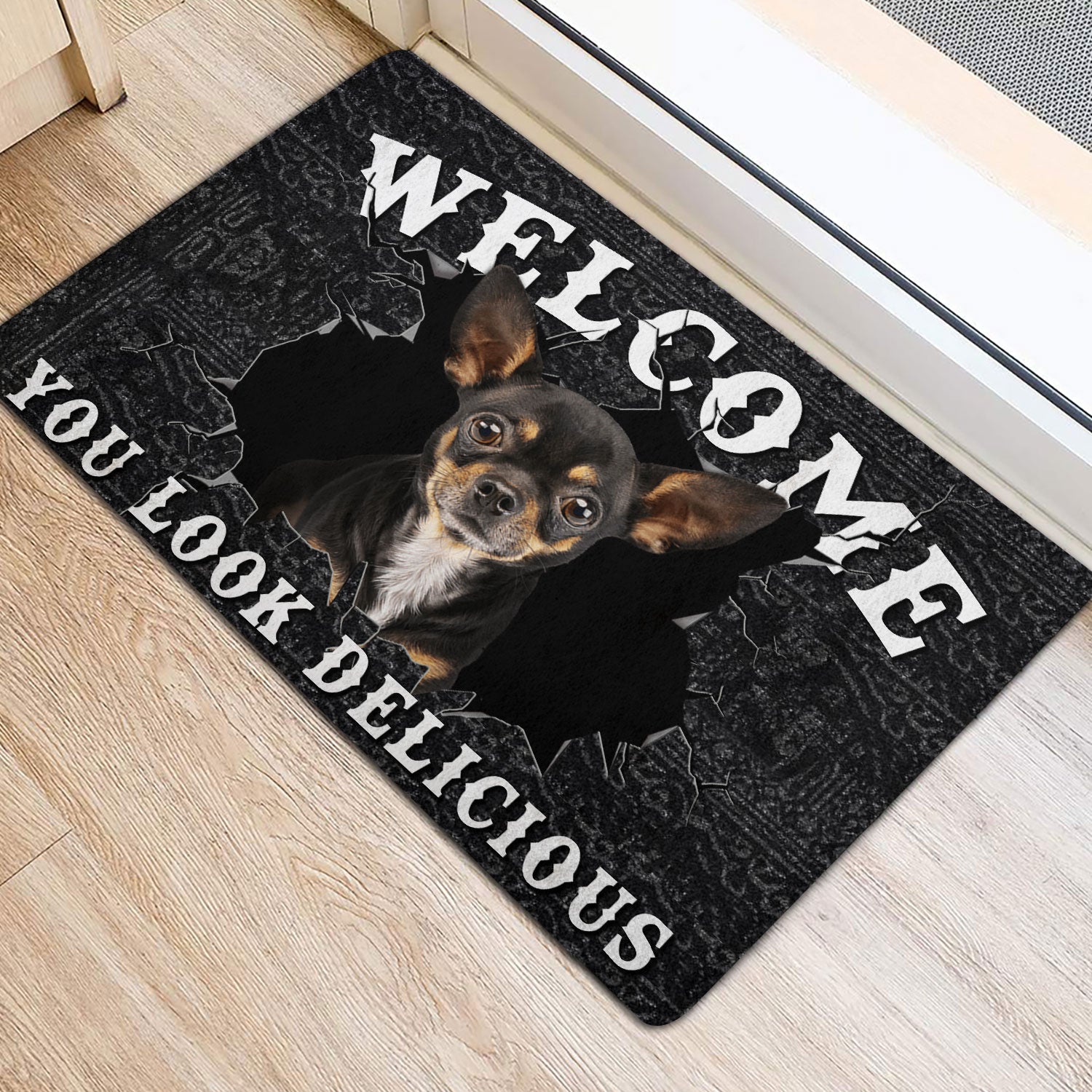 Ohaprints-Doormat-Outdoor-Indoor-Funny-Chihuahua-Welcome-You-Look-Delicious-Dog-Lover-Gift-Rubber-Door-Mat-176-