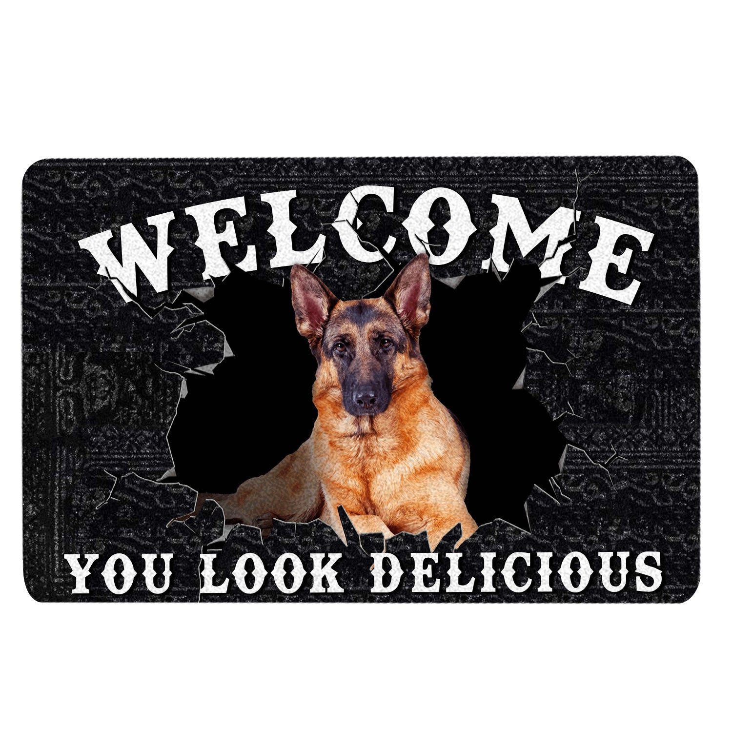 Ohaprints-Doormat-Outdoor-Indoor-Funny-German-Shepherd-Welcome-You-Look-Delicious-Dog-Lover-Gift-Rubber-Door-Mat-177-18'' x 30''