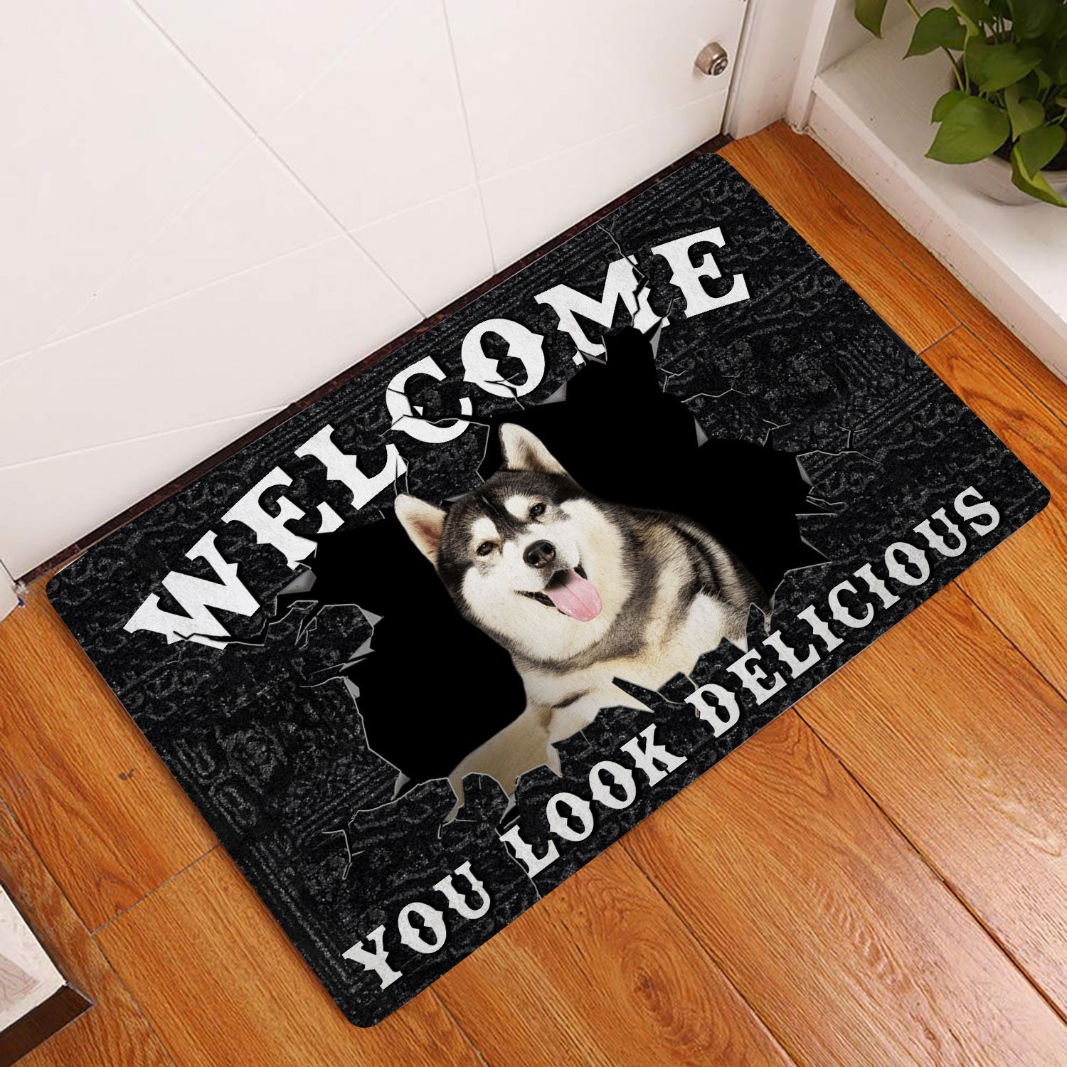 Ohaprints-Doormat-Outdoor-Indoor-Funny-Husky-Sibir-Welcome-You-Look-Delicious-Dog-Lover-Gift-Rubber-Door-Mat-179-