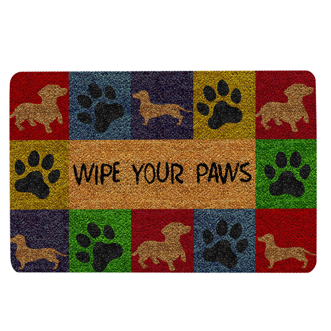 Ohaprints-Doormat-Outdoor-Indoor-Dachshund-Wiener-Wipe-Your-Paws-Colorful-Pattern-Dog-Lover-Gift-Rubber-Door-Mat-485-18'' x 30''