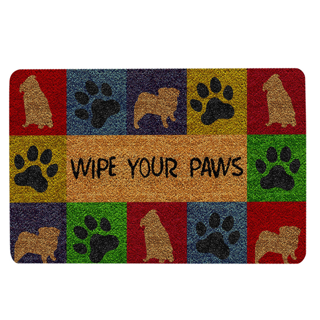 Ohaprints-Doormat-Outdoor-Indoor-Pug-Wipe-Your-Paws-Colorful-Pattern-Unique-Gift-For-Dog-Lover-Rubber-Door-Mat-486-18'' x 30''