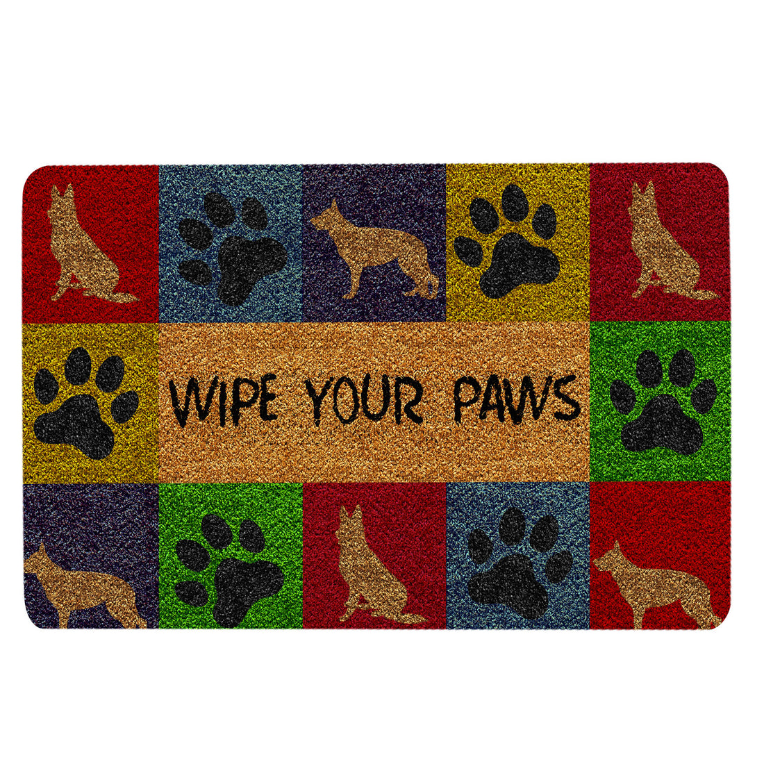 Ohaprints-Doormat-Outdoor-Indoor-German-Shepherd-Wipe-Your-Paws-Colorful-Pattern-Dog-Lover-Gift-Rubber-Door-Mat-487-18'' x 30''