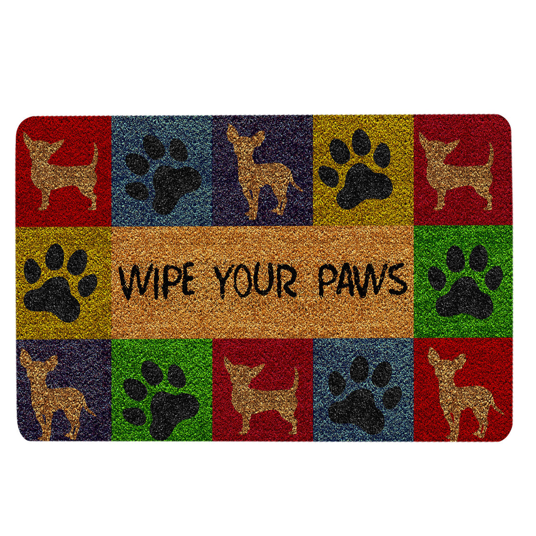 Ohaprints-Doormat-Outdoor-Indoor-Chihuahua-Wipe-Your-Paws-Colorful-Pattern-Dog-Lover-Gift-Rubber-Door-Mat-488-18'' x 30''