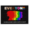 Ohaprints-Doormat-Outdoor-Indoor-Lgbtq-Lgbt-Pride-Everyone-Is-Welcome-Here-Hate-Is-Not-Rainbow-Rubber-Door-Mat-623-18'' x 30''