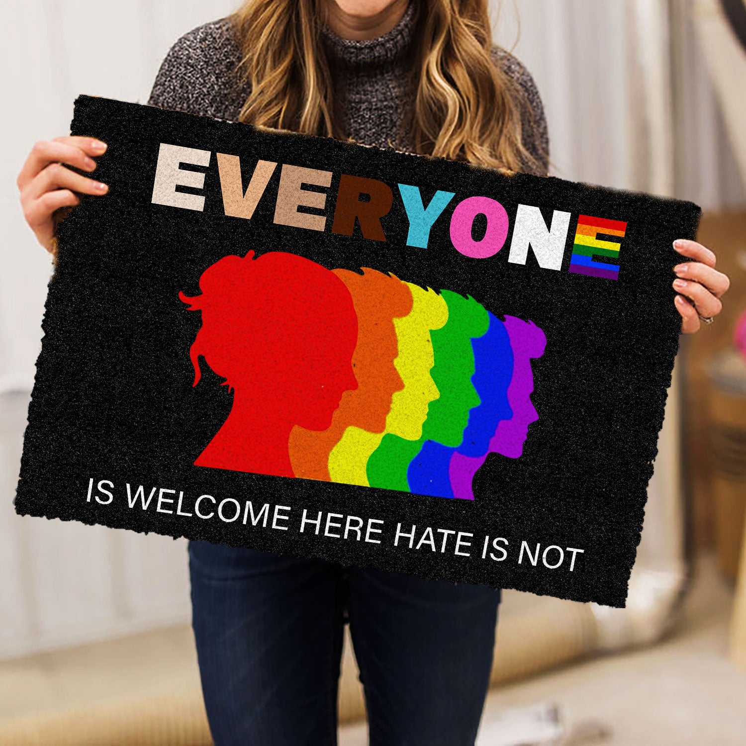 Ohaprints-Doormat-Outdoor-Indoor-Lgbtq-Lgbt-Pride-Everyone-Is-Welcome-Here-Hate-Is-Not-Rainbow-Rubber-Door-Mat-623-