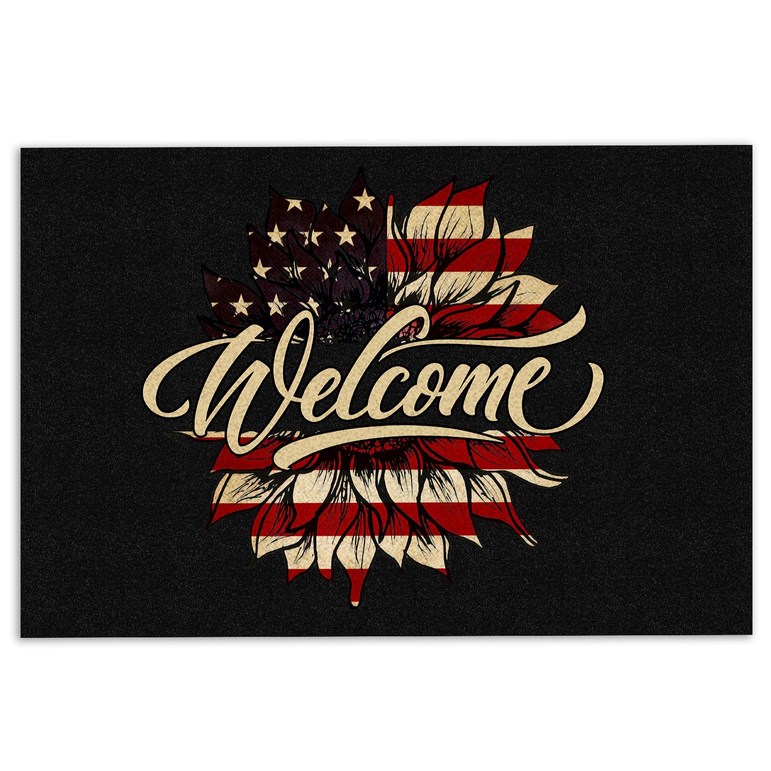 Ohaprints-Doormat-Outdoor-Indoor-Sunflower-Flower-Floral-American-Us-Flag-Patriotic-Welcome-Rubber-Door-Mat-625-18'' x 30''