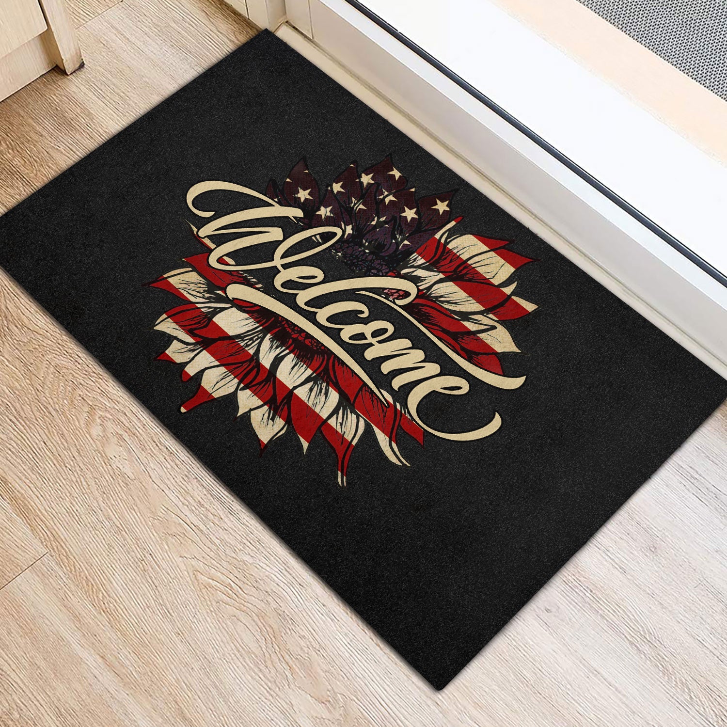 Ohaprints-Doormat-Outdoor-Indoor-Sunflower-Flower-Floral-American-Us-Flag-Patriotic-Welcome-Rubber-Door-Mat-625-