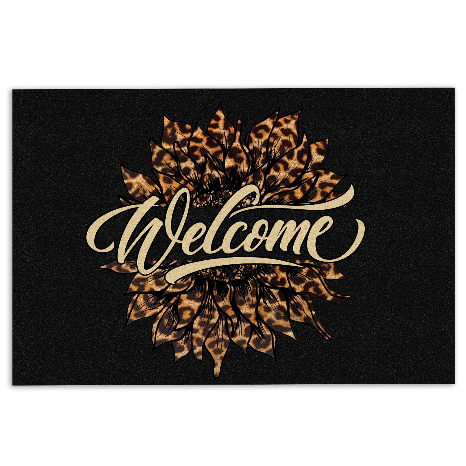 Ohaprints-Doormat-Outdoor-Indoor-Sunflower-Flower-Floral-Leopard-Pattern-Sunshine-Welcome-Rubber-Door-Mat-626-18'' x 30''