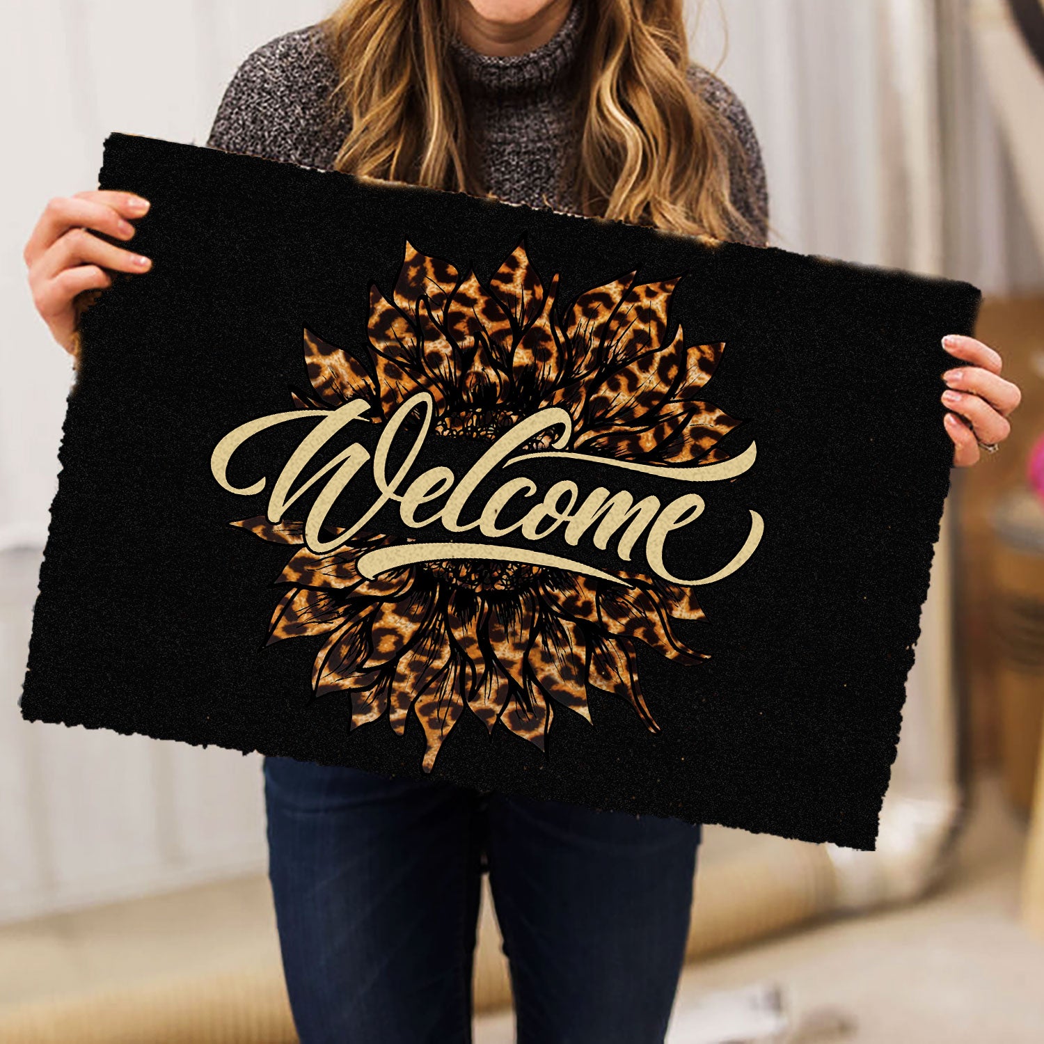 Ohaprints-Doormat-Outdoor-Indoor-Sunflower-Flower-Floral-Leopard-Pattern-Sunshine-Welcome-Rubber-Door-Mat-626-