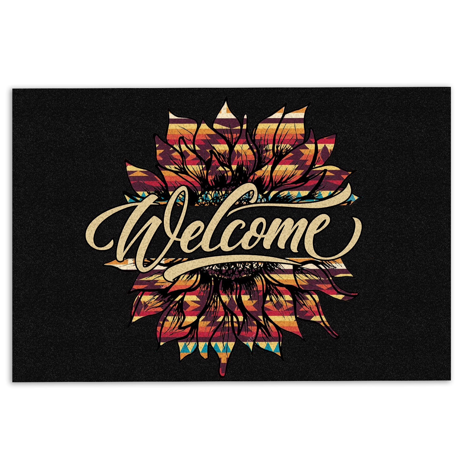 Ohaprints-Doormat-Outdoor-Indoor-Sunflower-Flower-Floral-Native-American-Boho-Sunshine-Welcome-Rubber-Door-Mat-627-18'' x 30''