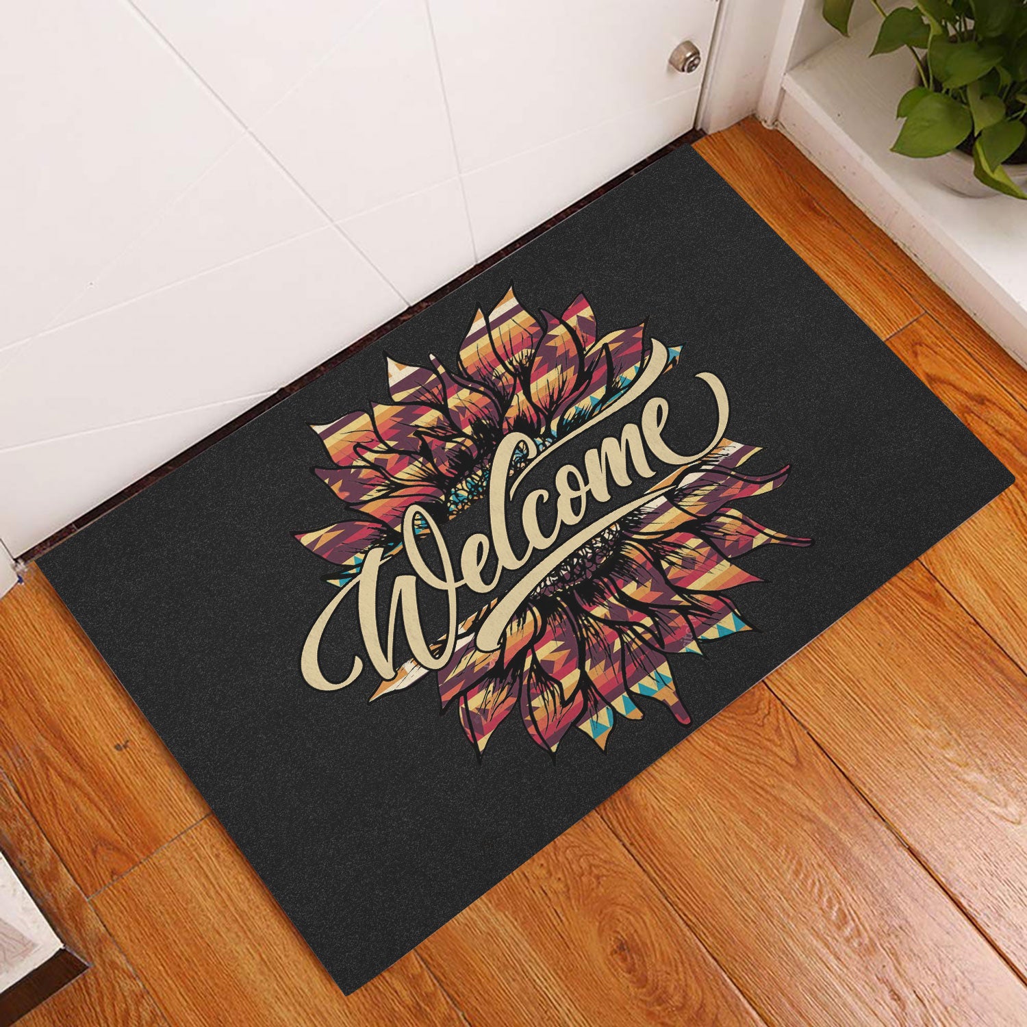 Ohaprints-Doormat-Outdoor-Indoor-Sunflower-Flower-Floral-Native-American-Boho-Sunshine-Welcome-Rubber-Door-Mat-627-