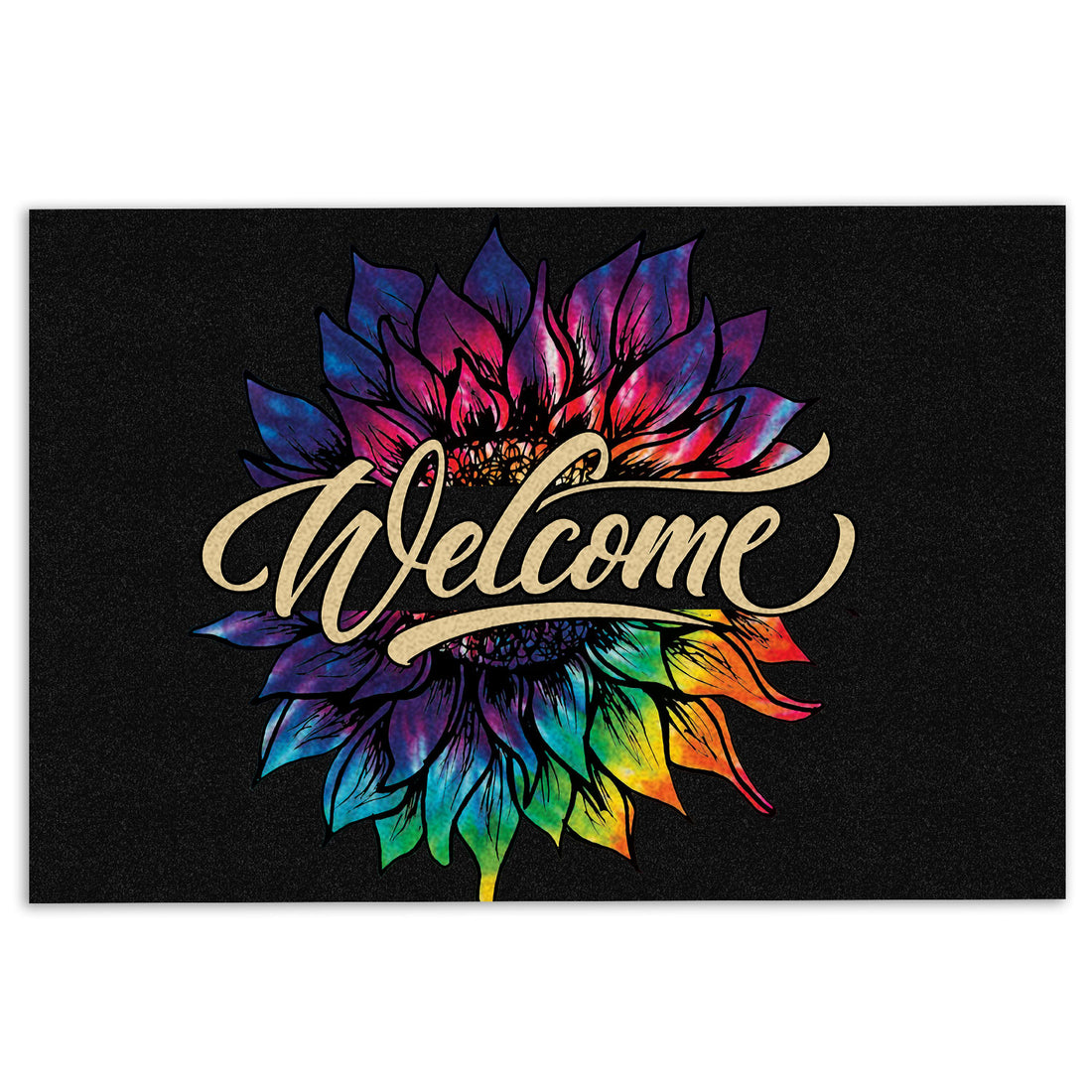 Ohaprints-Doormat-Outdoor-Indoor-Sunflower-Flower-Floral-Tie-Dye-Pattern-Sunshine-Welcome-Rubber-Door-Mat-630-18'' x 30''