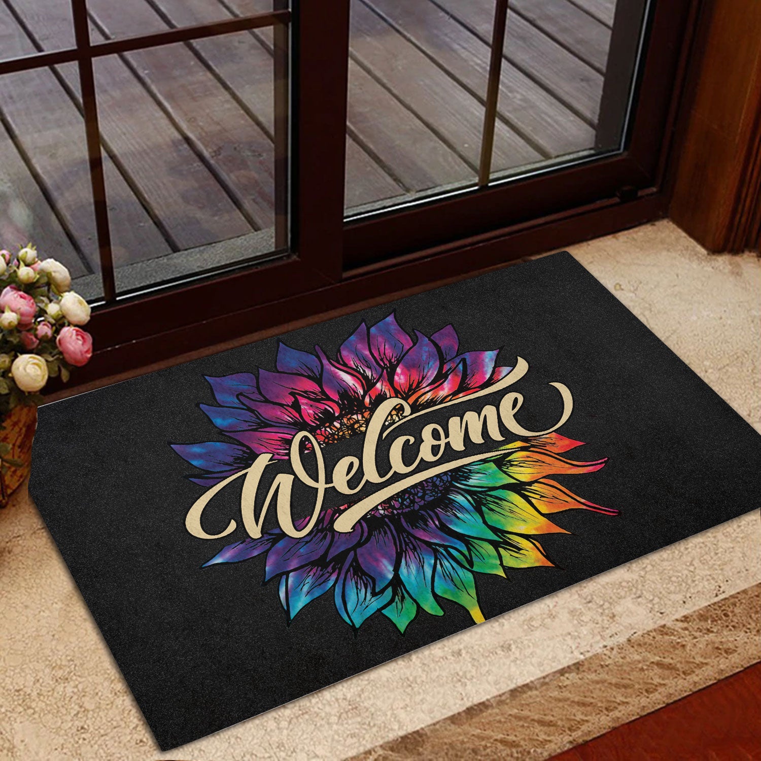 Ohaprints-Doormat-Outdoor-Indoor-Sunflower-Flower-Floral-Tie-Dye-Pattern-Sunshine-Welcome-Rubber-Door-Mat-630-