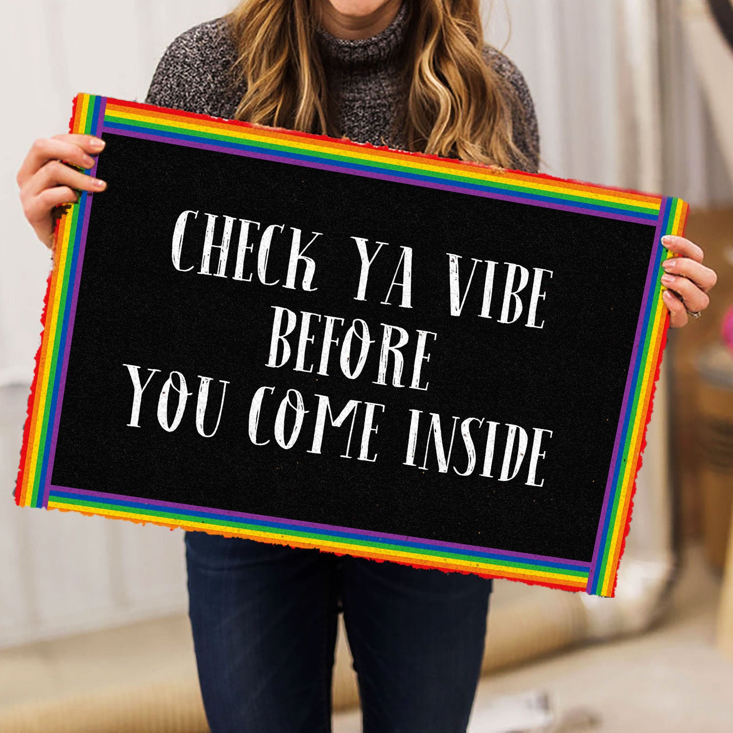 Ohaprints-Doormat-Outdoor-Indoor-Lgbtq-Lgbt-Pride-Rainbow-Check-Ya-Vibe-Before-You-Come-Inside-Rubber-Door-Mat-631-