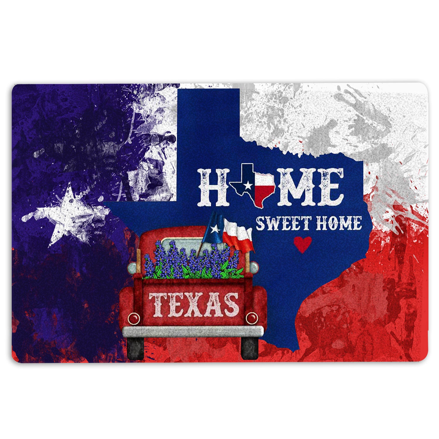 Ohaprints-Doormat-Outdoor-Indoor-Texas-Flag-Truck-Home-Sweet-Home-Bluebonnet-Wild-West-Cowboy-Rubber-Door-Mat-1526-18'' x 30''