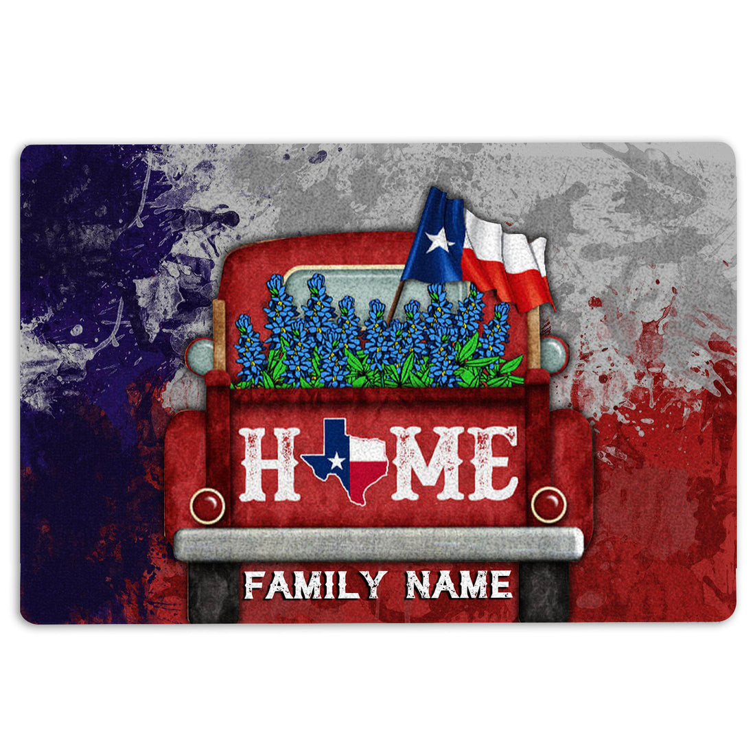 Ohaprints-Doormat-Outdoor-Indoor-Texas-Truck-Home-Bluebonnet-Wild-West-Custom-Personalized-Name-Rubber-Door-Mat-1527-18'' x 30''