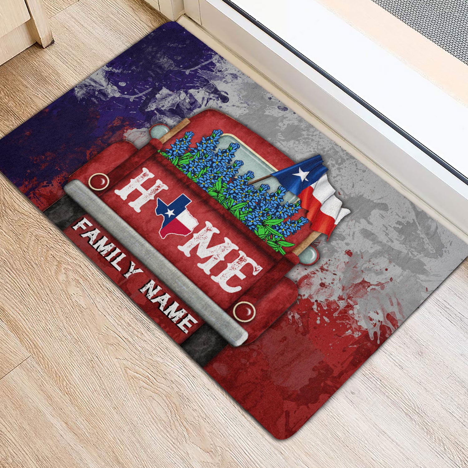 Ohaprints-Doormat-Outdoor-Indoor-Texas-Truck-Home-Bluebonnet-Wild-West-Custom-Personalized-Name-Rubber-Door-Mat-1527-