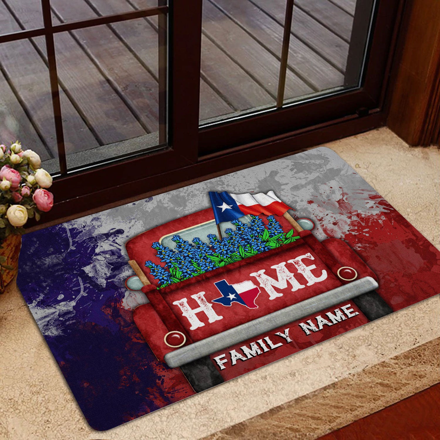 Ohaprints-Doormat-Outdoor-Indoor-Texas-Truck-Home-Bluebonnet-Wild-West-Custom-Personalized-Name-Rubber-Door-Mat-1527-